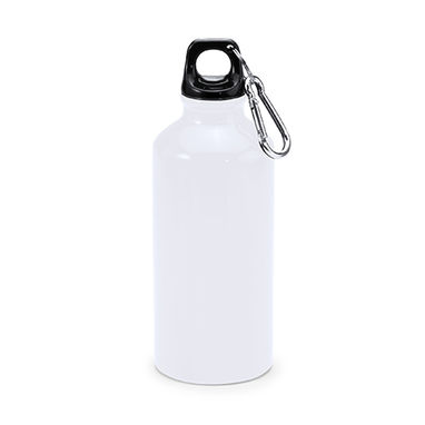 Алюмінієва пляшка з карабіном, колір білий - MD4045S101- Фото №1