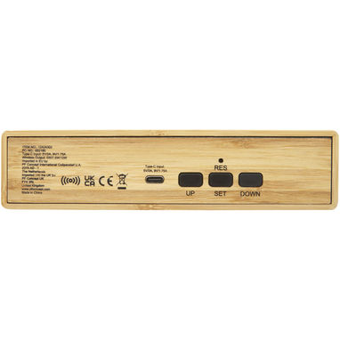 Minata, бамбуковий бездротовий зарядний пристрій з годинником, колір бежевий - 12424302- Фото №4