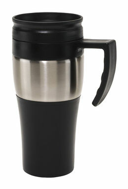 Кружка HOT DRINK серебристый, чёрный - 56-0304322- Фото №1