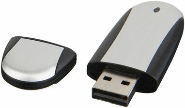 Флешка 32GB сплошной черный, серебристый - 1Z30583G-32GB- Фото №1
