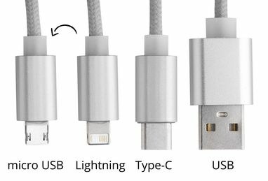 Кабель зарядний USB Scolt сріблястий - AP721102-21- Фото №2