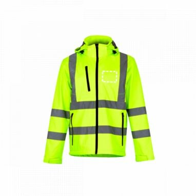 THC ZAGREB WORK. Чоловіча куртка softshell зі світловідбивачами та зі знімним капюшоном жовтий гексахром  розмір XL - 30182-188-XL- Фото №5