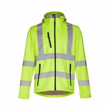 THC ZAGREB WORK. Чоловіча куртка softshell зі світловідбивачами та зі знімним капюшоном жовтий гексахром  розмір XXL - 30182-188-XXL- Фото №2
