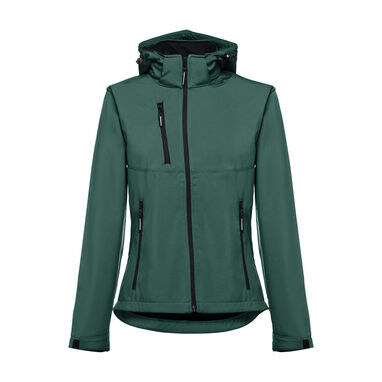 ZAGREB WOMEN. Жіночий SoftShell зі знімним капюшоном темно-зелений  розмір M - 30181-129-M- Фото №1