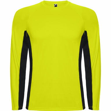 SHANGHAI L/S Спортивная комбинированная футболка с двумя полиэстерными тканями желтый флюорисцентный, черный  размер L - CA66700322102- Фото №1