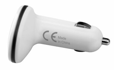 USB-адаптер из пластика с двумя выходами белый - 97120-106- Фото №2