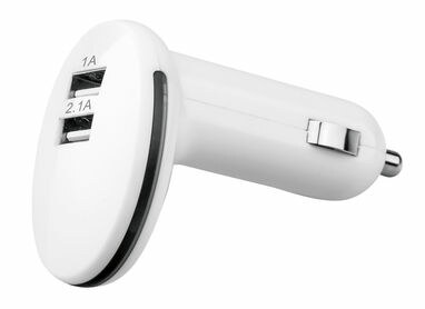USB-адаптер из пластика с двумя выходами белый - 97120-106- Фото №3