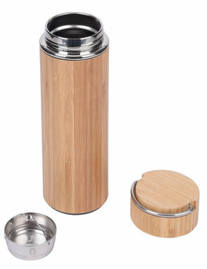Термокружка BAMBOO HOT коричневий, срібний - 56-0304572- Фото №1