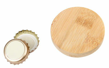 Відкривачка для пляшок BAMBOO COIN коричневий, срібний - 56-0499119- Фото №3