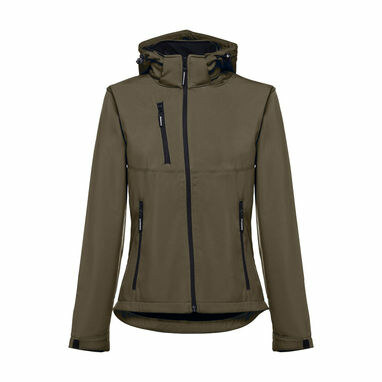 THC ZAGREB WOMEN Женский SoftShell со съёмным капюшоном камуфляжный зеленый  размер XL - 30181-149-XL- Фото №1