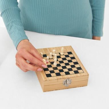 Винный набор BAMBOO CHESS с игрой в шахматы коричневый - 56-0301163- Фото №7