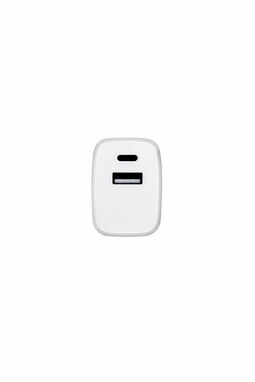 WEGENER Адаптер живлення з портом USB-A потужністю 18 Вт та USB-C потужністю 20 Вт із переробленого АБС-пластику (100% rABS) білий - 97186-106- Фото №3