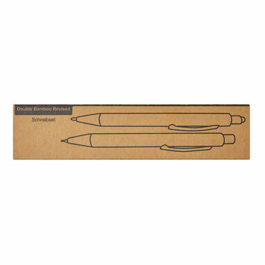 Письмовий набір DOUBLE BAMBOO REVISED коричневий, срібний - 56-1102108- Фото №6