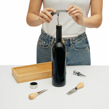 Набор для вина и сыра BAMBOO WINE коричневый, серебряный - 56-0301159- Фото №16