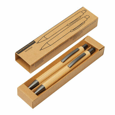 Письмовий набір DOUBLE BAMBOO REVISED коричневий, срібний - 56-1102108- Фото №10