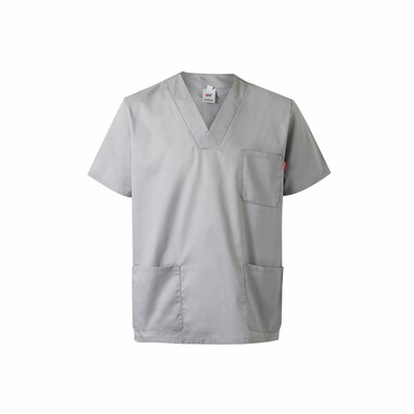 VL ILLAPA Туника из твила (190 г/м²) с короткими рукавами, из полиэстера (65%) и хлопка (35%). светло-серый  размер XL - 36132-123-XL- Фото №1