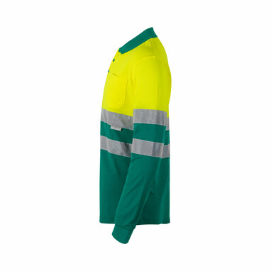 VL PLUTO LARGE Двоколірна сорочка-поло з піке (150 г/м²) з довгими рукавами, з бавовни (55%) та поліестеру (45%). зелений  розмір 4XL - 36140-209-4XL- Фото №2