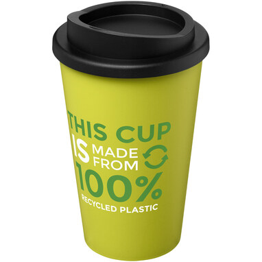 Термокружка Recycled Americano® об'ємом 350 мл лаймовий, суцільний чорний - 21069163- Фото №2
