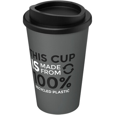 Термокружка Recycled Americano® об'ємом 350 мл сірий, суцільний чорний - 21069182- Фото №2