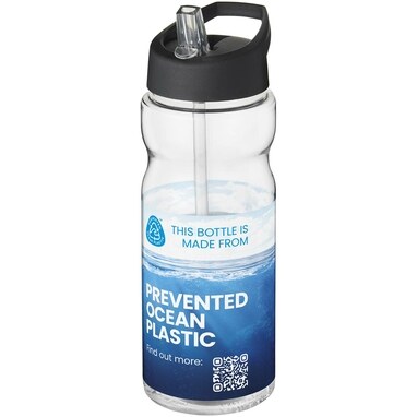 Спортивная бутылка H2O Eco объемом 650 мл с крышкой-носиком прозрачный, сплошной черный - 21009991- Фото №2