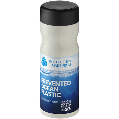 Бутылка с завинчивающейся крышкой для воды H2O Eco Base 650 ml цвета слоновой кости, сплошной черный - 21043511- Фото №2