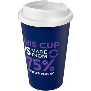 Кружка с герметичной крышкой Americano® Eco из переработанного материала объемом 350 мл cиний, белый - 21042510- Фото №2