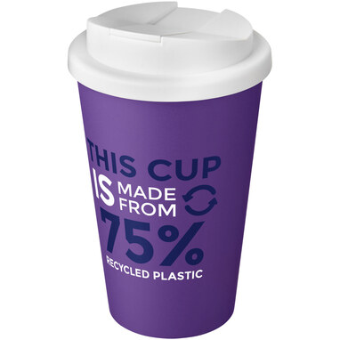 Кухоль з герметичною кришкою Americano® Eco з переробленого матеріалу об'ємом 350 мл пурпурний, білий - 21042513- Фото №2