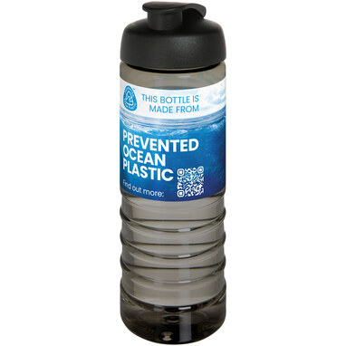 Спортивна пляшка H2O Active® Eco Treble об'ємом 750 мл із куполоподібною кришкою темно-сірий, суцільний чорний - 21047900- Фото №2