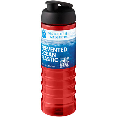 Спортивна пляшка H2O Active® Eco Treble об'ємом 750 мл із куполоподібною кришкою червоний, суцільний чорний - 21047911- Фото №2