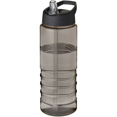 Спортивна пляшка H2O Active® Eco Treble об'ємом 750 мл із куполоподібною кришкою темно-сірий, суцільний чорний - 21048200- Фото №1