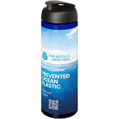 Спортивна пляшка H2O Active® Eco Vibe об'ємом 850 мл з кришкою, що відкидається синій, суцільний чорний - 21048306- Фото №2