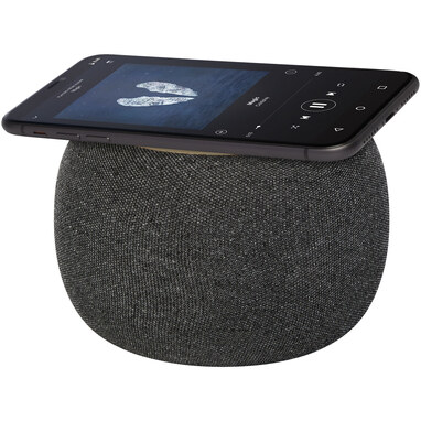 Bluetooth®-динамік та бездротовий зарядний пристрій з бамбука/переробленого ПЕТ-пластику Ecofiber натуральний, сірий - 12431806- Фото №6