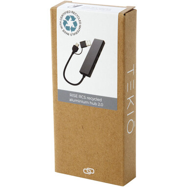 Концентратор USB 2.0 Rise RCS з переробленого алюмінію чорний - 12434490- Фото №3 Концентратор USB 2.0 Rise RCS з переробленого алюмінію чорний - 12434490- Фото №3