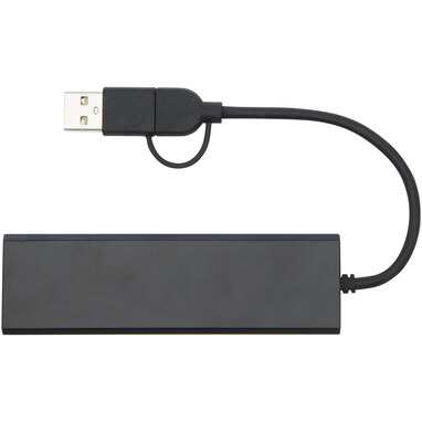 Концентратор USB 2.0 Rise RCS з переробленого алюмінію чорний - 12434490- Фото №4 Концентратор USB 2.0 Rise RCS з переробленого алюмінію чорний - 12434490- Фото №4