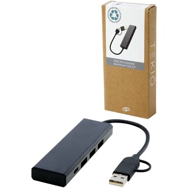 Концентратор USB 2.0 Rise RCS з переробленого алюмінію чорний - 12434490- Фото №7 Концентратор USB 2.0 Rise RCS з переробленого алюмінію чорний - 12434490- Фото №7