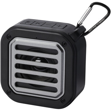 Динамик Solo 3W IPX5 RCS из переработанного пластика с солнечными батареями и Bluetooth® с карабином черный - 12434790- Фото №1