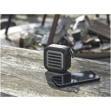 Динамик Solo 3W IPX5 RCS из переработанного пластика с солнечными батареями и Bluetooth® с карабином черный - 12434790- Фото №9