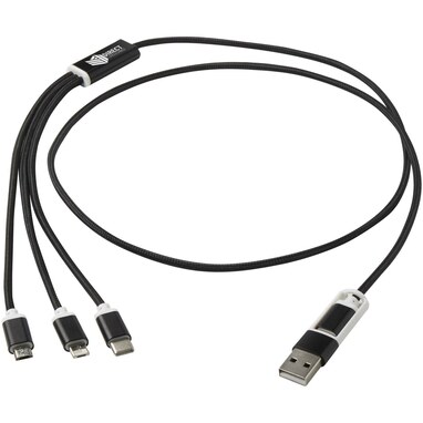 Versatile зарядный кабель 5-1 из переработанного алюминия сплошной черный - 12438690- Фото №2