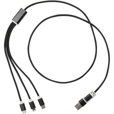 Versatile зарядный кабель 5-1 из переработанного алюминия сплошной черный - 12438690- Фото №3