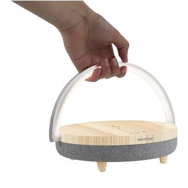 Prixton динамик Bluetooth® 4-в-1 мощностью 10 Вт со светодиодной подсветкой и базой для беспроводной зарядки дерево - 2PA16071- Фото №5
