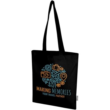 Madras Blend еко-сумка з переробленої бавовни GRS щільністю 140 г/м² об'ємом 7 л чорний - 12076090- Фото №2