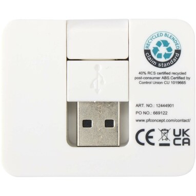 Gaia 4-портовий USB-концентратор з виходом USB-A та Type-C та подвійним входом - виготовлений з переробленого пластику білий - 12444901- Фото №4 Gaia 4-портовий USB-концентратор з виходом USB-A та Type-C та подвійним входом - виготовлений з переробленого пластику білий - 12444901- Фото №4