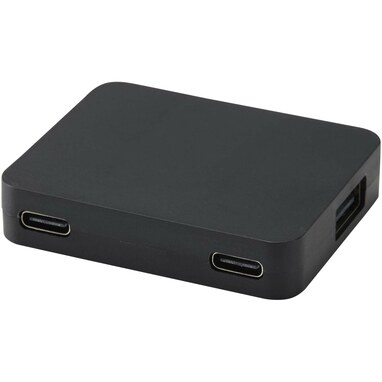 Gaia 4-портовий USB-концентратор з виходом USB-A та Type-C та подвійним входом - виготовлений з переробленого пластику чорний - 12444990- Фото №1 Gaia 4-портовий USB-концентратор з виходом USB-A та Type-C та подвійним входом - виготовлений з переробленого пластику чорний - 12444990- Фото №1
