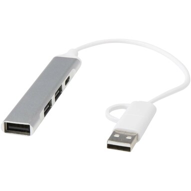Alkaid 4-портовий концентратор USB-A та Type-C з переробленого алюмінію з двома входами срібний - 12446981- Фото №1