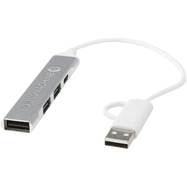 Alkaid 4-портовий концентратор USB-A та Type-C з переробленого алюмінію з двома входами срібний - 12446981- Фото №2