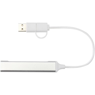 Alkaid 4-портовий концентратор USB-A та Type-C з переробленого алюмінію з двома входами срібний - 12446981- Фото №4