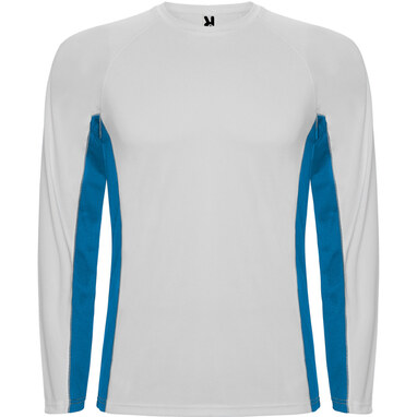 SHANGHAI L/S Спортивная комбинированная футболка с двумя полиэстерными тканями белый, королевский синий  размер M - CA6670020105- Фото №1