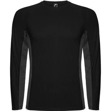 SHANGHAI L/S Спортивная комбинированная футболка с двумя полиэстерными тканями черный, темно-серый  размер S - CA6670010246- Фото №1