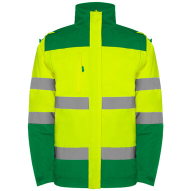 Двухцветная парка повышенной видимости garden green, fluor yellow  размер S - HV93040152221- Фото №1