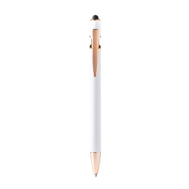 Металлическая шариковая ручка Soft-touch с деталями из розового золота белый - BL1341TA01- Фото №1